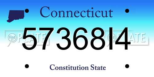 57368I4 Connecticut License Plate