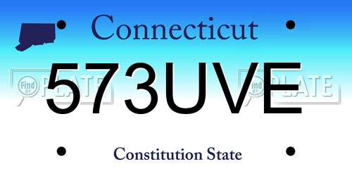 573UVE Connecticut License Plate