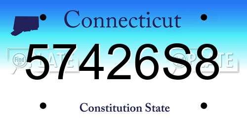 57426S8 Connecticut License Plate