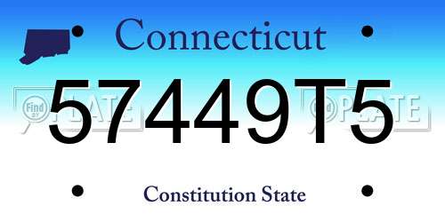 57449T5 Connecticut License Plate