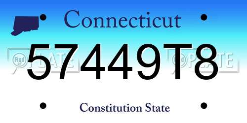 57449T8 Connecticut License Plate