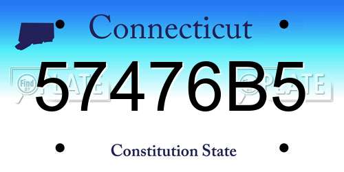 57476B5 Connecticut License Plate