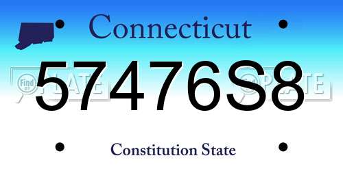 57476S8 Connecticut License Plate