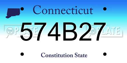 574B27 Connecticut License Plate