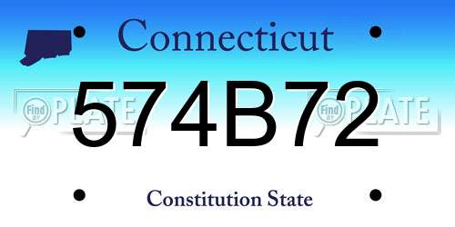 574B72 Connecticut License Plate