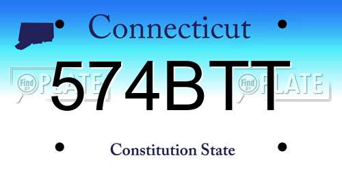 574BTT Connecticut License Plate