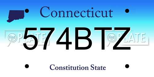 574BTZ Connecticut License Plate