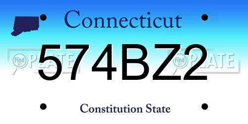 574BZ2 Connecticut License Plate