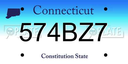 574BZ7 Connecticut License Plate