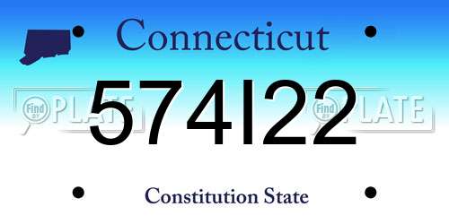 574I22 Connecticut License Plate