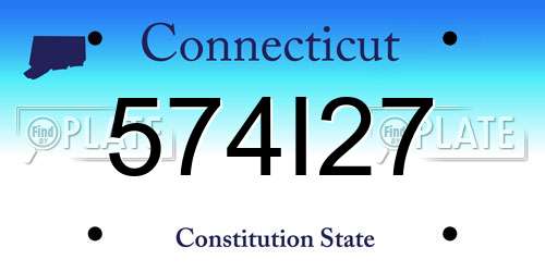 574I27 Connecticut License Plate