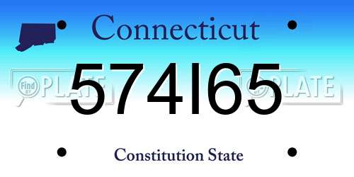 574I65 Connecticut License Plate