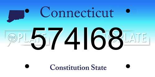 574I68 Connecticut License Plate
