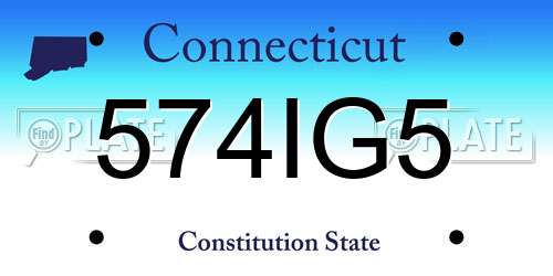 574IG5 Connecticut License Plate