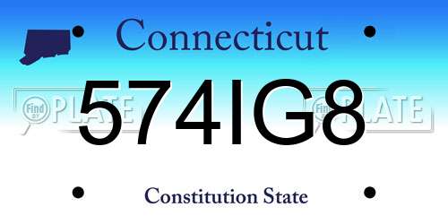 574IG8 Connecticut License Plate