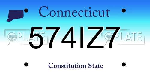574IZ7 Connecticut License Plate