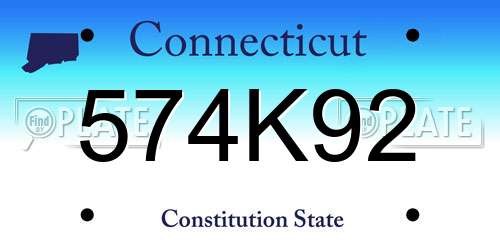 574K92 Connecticut License Plate