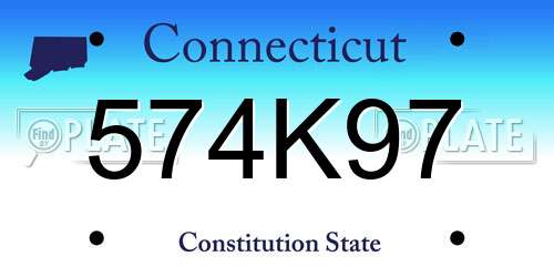574K97 Connecticut License Plate