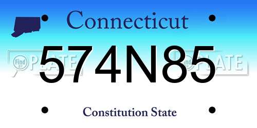 574N85 Connecticut License Plate