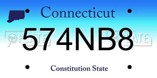 574NB8 Connecticut License Plate