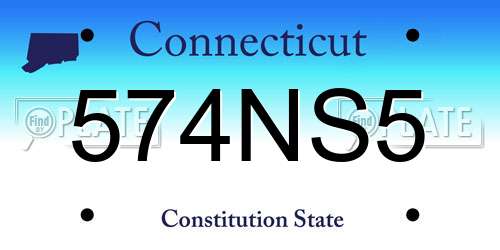 574NS5 Connecticut License Plate