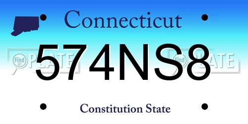 574NS8 Connecticut License Plate