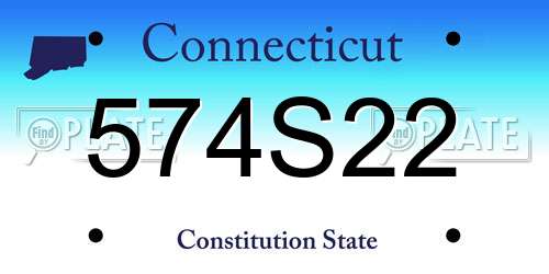 574S22 Connecticut License Plate