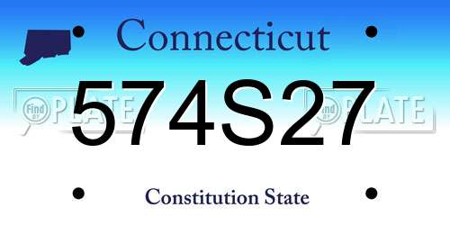 574S27 Connecticut License Plate