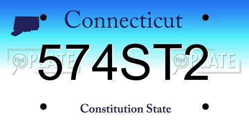 574ST2 Connecticut License Plate