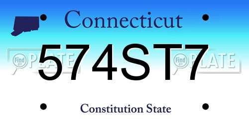 574ST7 Connecticut License Plate
