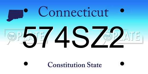 574SZ2 Connecticut License Plate