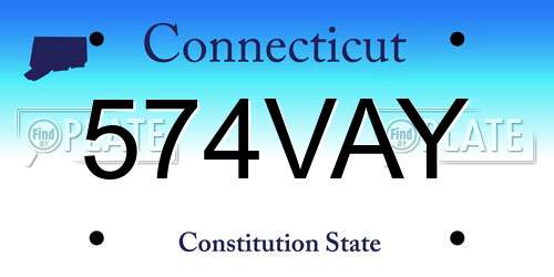574VAY Connecticut License Plate