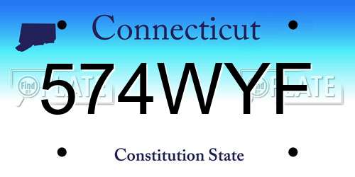 574WYF Connecticut License Plate