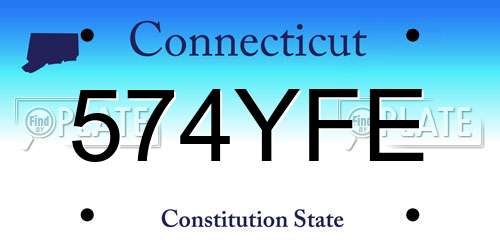 574YFE Connecticut License Plate