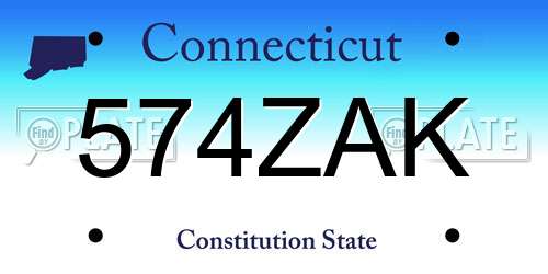 574ZAK Connecticut License Plate