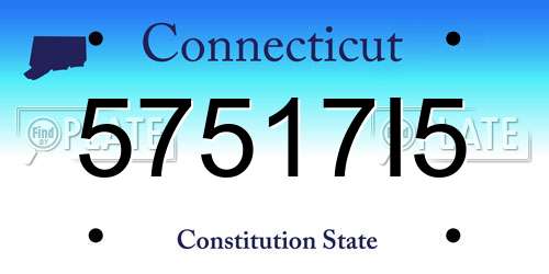 57517I5 Connecticut License Plate