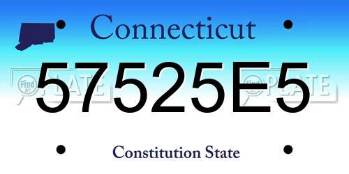 57525E5 Connecticut License Plate
