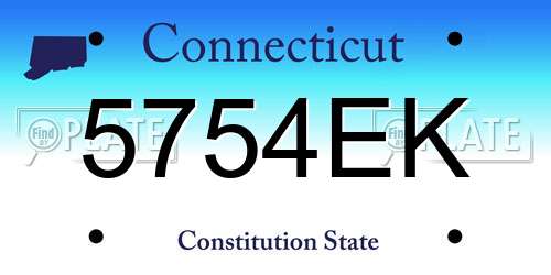 5754EK Connecticut License Plate