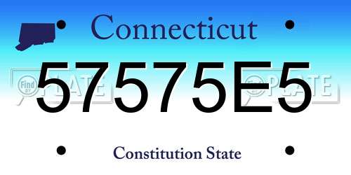 57575E5 Connecticut License Plate