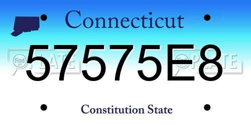 57575E8 Connecticut License Plate