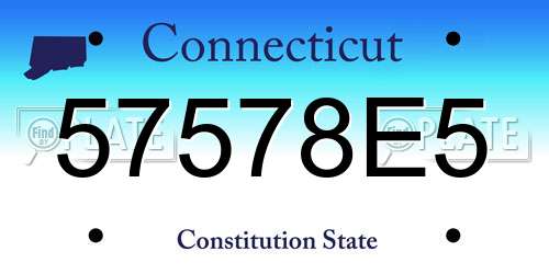 57578E5 Connecticut License Plate
