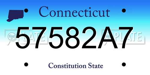 57582A7 Connecticut License Plate