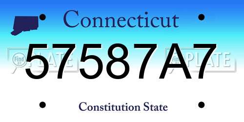 57587A7 Connecticut License Plate