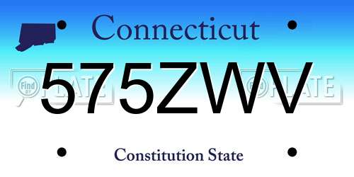 575ZWV Connecticut License Plate