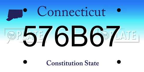 576B67 Connecticut License Plate