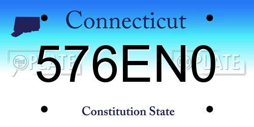 576EN0 Connecticut License Plate