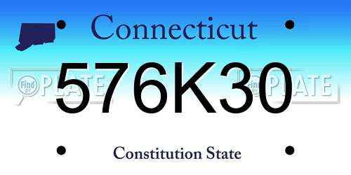 576K30 Connecticut License Plate