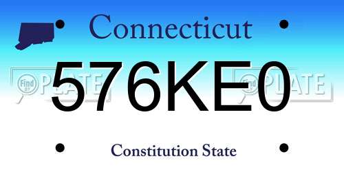 576KE0 Connecticut License Plate