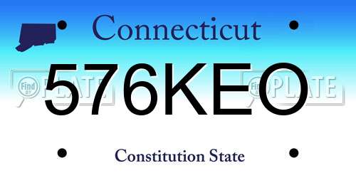 576KEO Connecticut License Plate