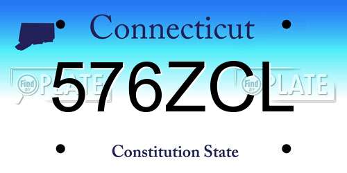 576ZCL Connecticut License Plate